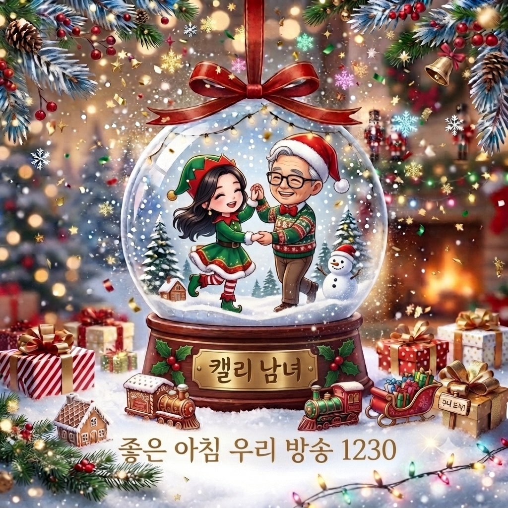 반짝이는 유리구슬 속 성탄 인사